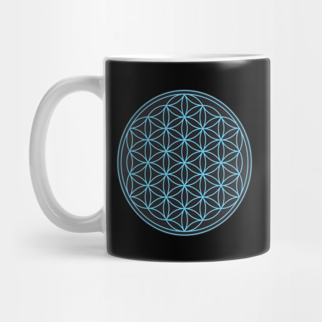 Flower of Life Blue on Black by NataliePaskell